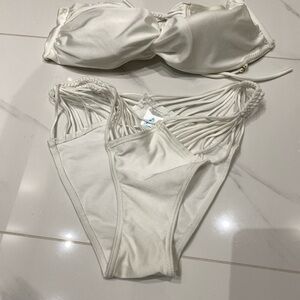 White Classic Bikini Set with Bandeau Top